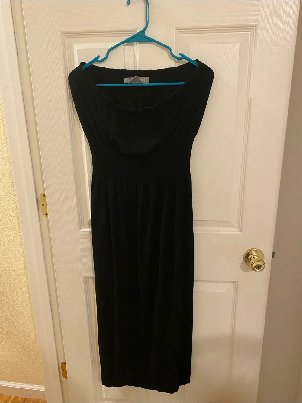 Strapless Black Maxi Dress with Hood